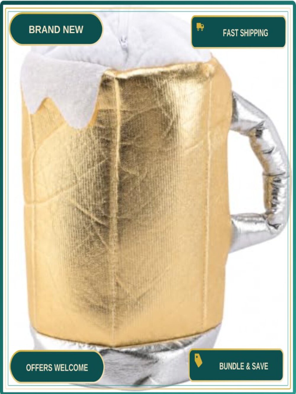 Beer Mug Purse 11in Oktoberfest Costume Accessory Velvet Coin Purse